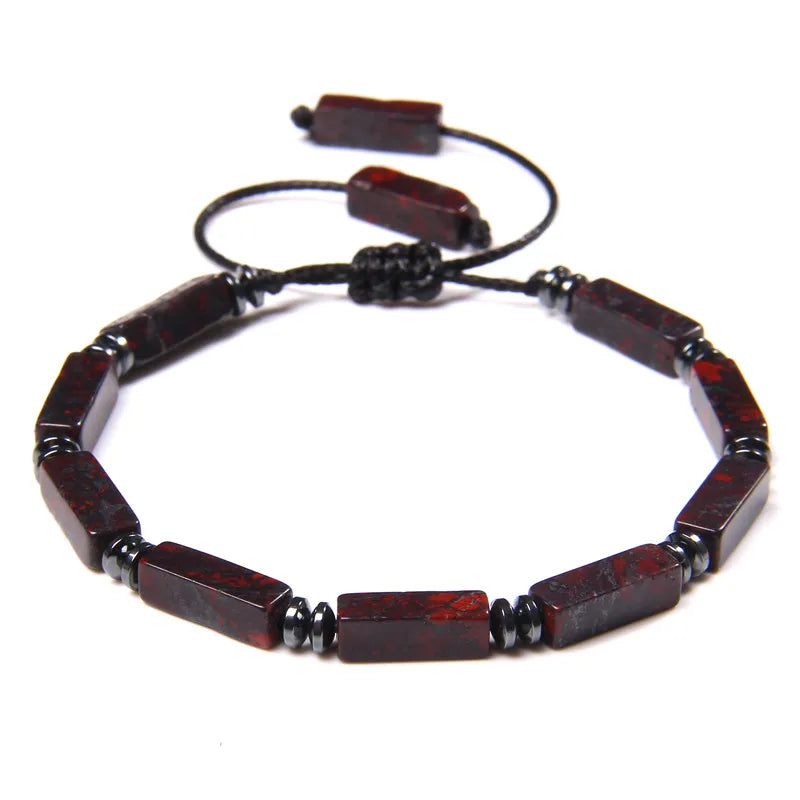 Tejesa Rectangle Shape Amethysts Bracelet Natural Stone Indian Agates Lapis Lazuli Adjustable Braided Bracelets For Women Men Jewelry