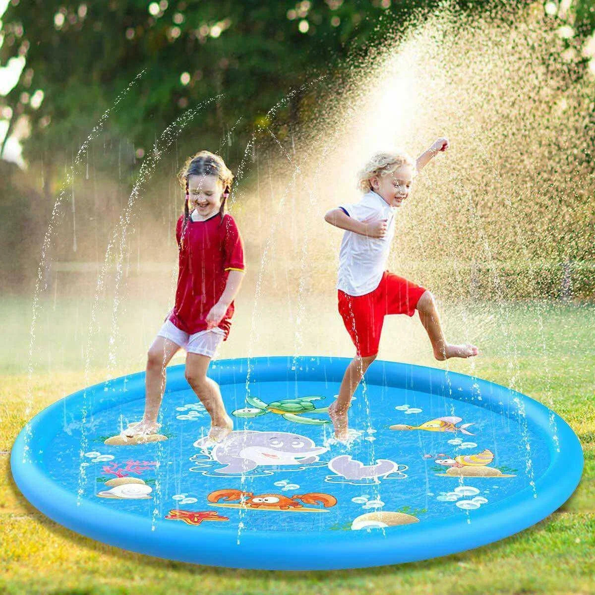 Tejesa Children Water Spray Pad Outdoor Funny Toys Children Inflatable Round Water Splash Play Pools Playing Sprinkler Mat Yard Summer