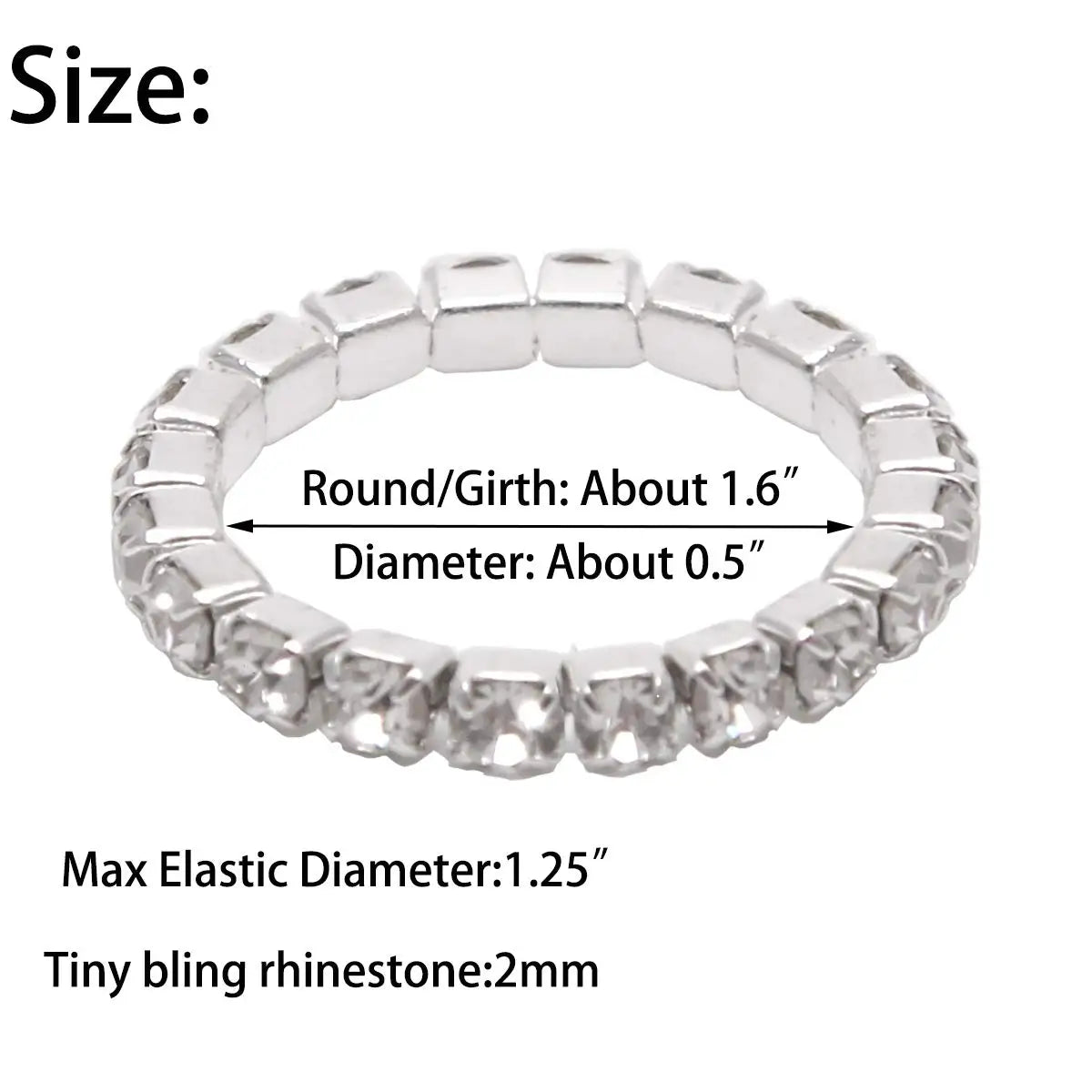 Hemasa 12pcs (12 Colors) Elastic Crystal Toe Ring /Mixed Color