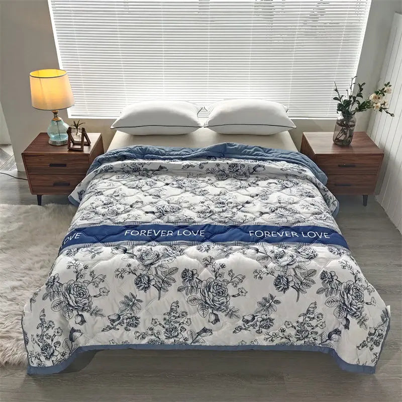 Hemasa Quilted summer single double bed light Printed quilt core Air conditioning quilting twin queen size duvet Thin plaid comforter