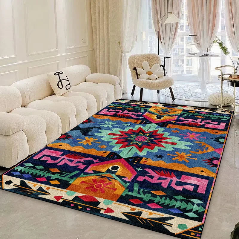 Retro Living Room Carpets Large Area Home Decor Light Luxury Bohemian Colorful IG Ethnic art Style Soft Bedroom Bedside Rug