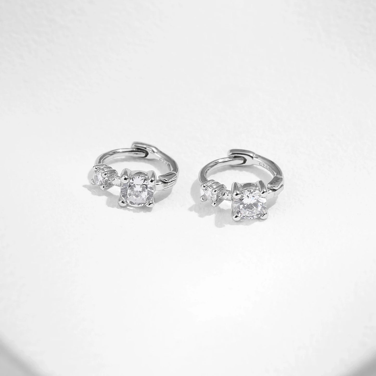 MODIAN 925 Sterling Silver Classic Stackable Tiny Round CZ Hoop Earrings For Women Dazzling Wedding Engagement Fine Jewelry