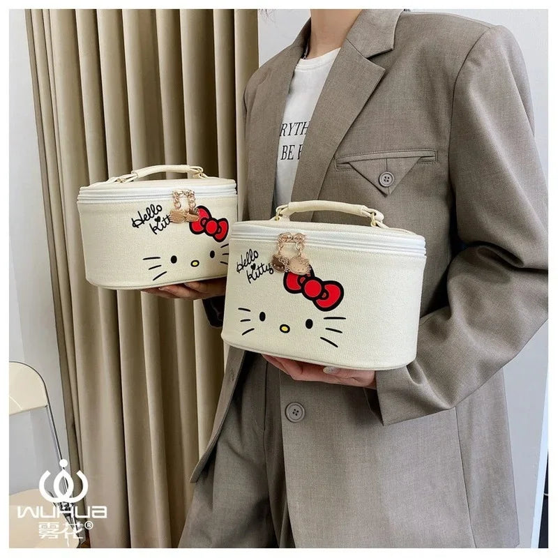 Hemasa 2PCs  Cosmetic Bag Makeup Case Wash Bags Women Bags Make Up Pouch Hello Kitty bag