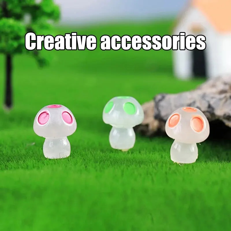Hemasa 8PCS Mini Glowing Mushrooms Tiny Mushrooms Decoration for Miniature Garden Landscape