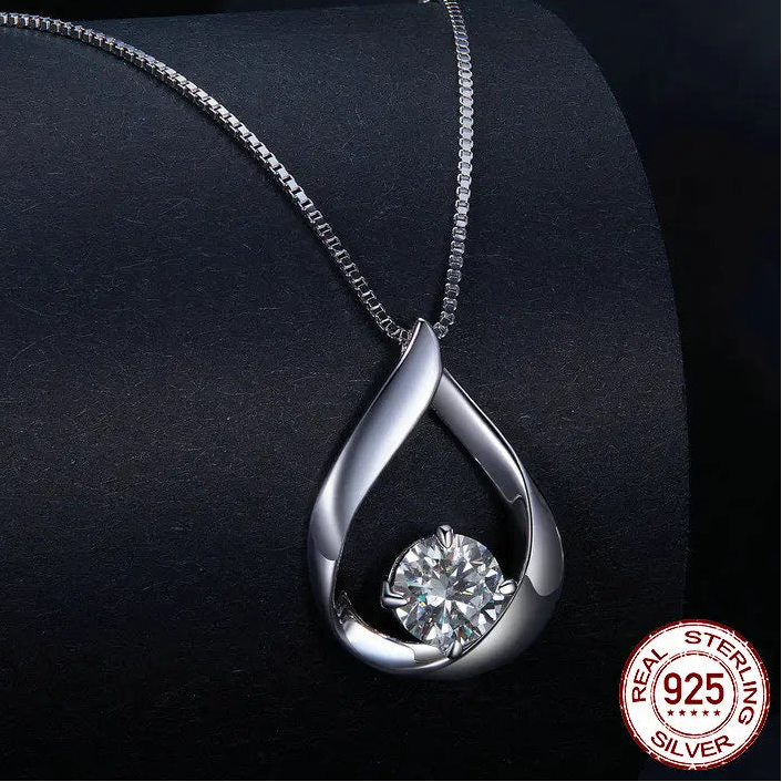 Tejesa 1CT Moissanite Waterdrop Necklace Lab Diamond 925 Sterling Silver Chain Necklace for Women Wedding Valentine's Day Gift