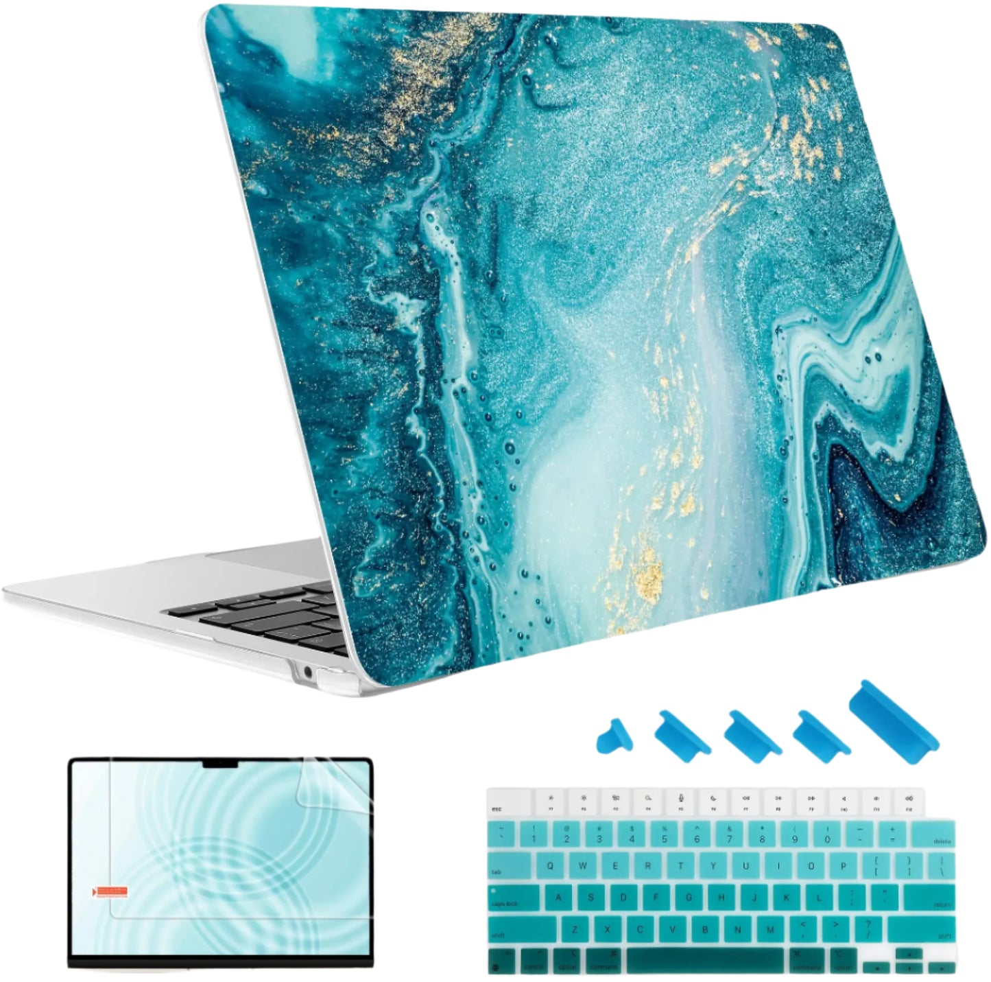 Hemasa Marble Plastic Laptop Case for MacBook M4 Air 13 inch A2337 A2179 A1932 Hard Shell Cover for Mac Pro 13 15 16 2022 A2338 A2251