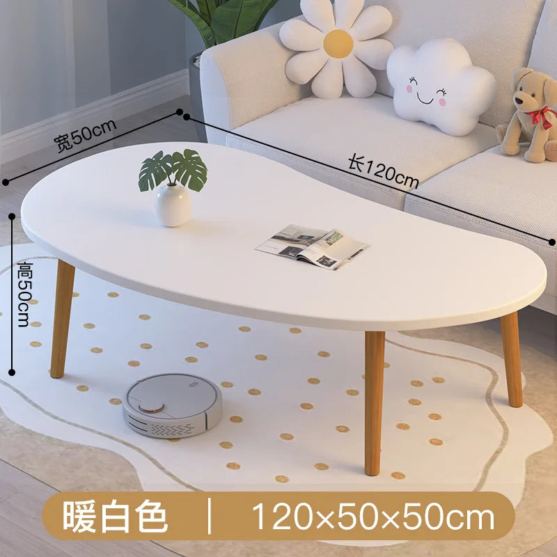 Formwell 120*50cm top Mango-Shaped Oval Coffee Table Sofa Table Accent Table for Living Room easy assembling