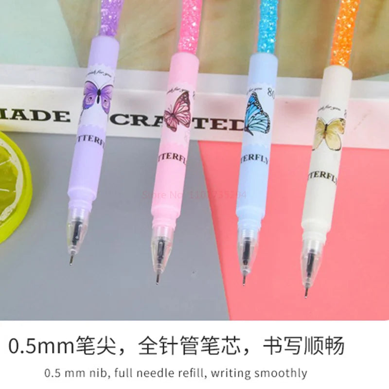 Hemasa Butterfly Sequins Quicksand Gel Pen  Fairy Pen Cute Cartoon Quicksand Gel Pen Student Stationery Gift