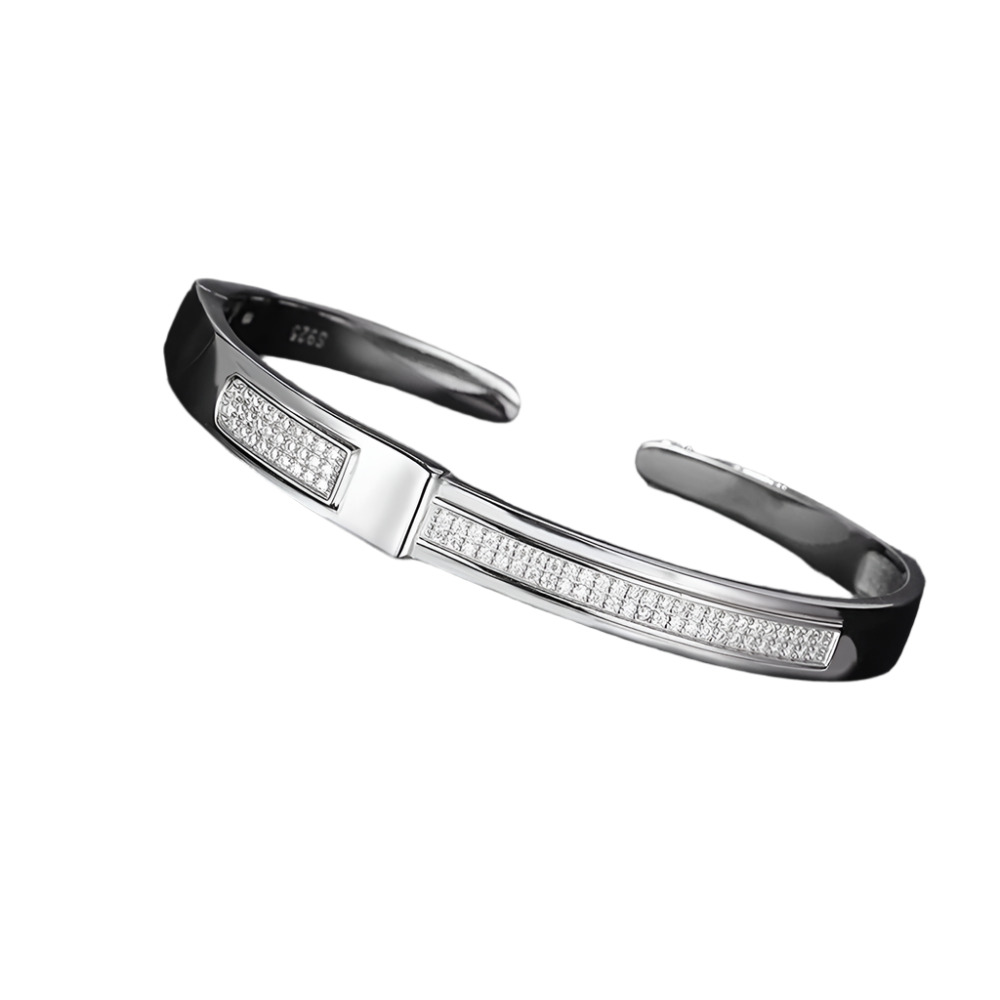 Hemasa Real Moissanite Cuff Bracelet For Men Women 925 Sterling Silver Diamond Open Bangle