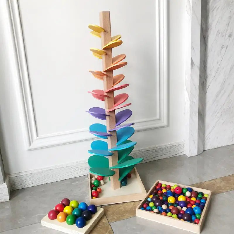 Hemasa Montessori Wooden Rainbow Petals Music Tree Building Blocks Toy