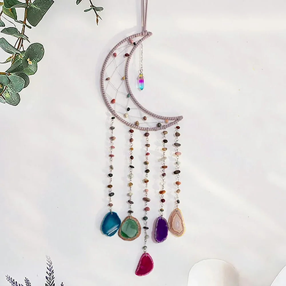 7 Chakra Gemstones Tree Of Life Dream Catchers  Natural Agate Bedroom Wall Hanging Crystal Dream Catcher Home Craft Decorations