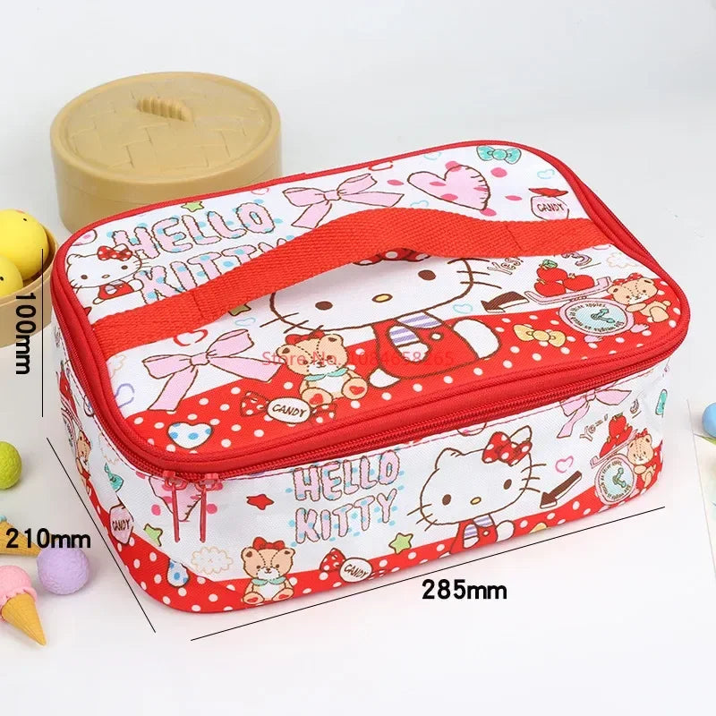 Hemasa  Lunch Bag Cute Cartoon Double-layer Insulated Handbag Waterproof Bento Bag