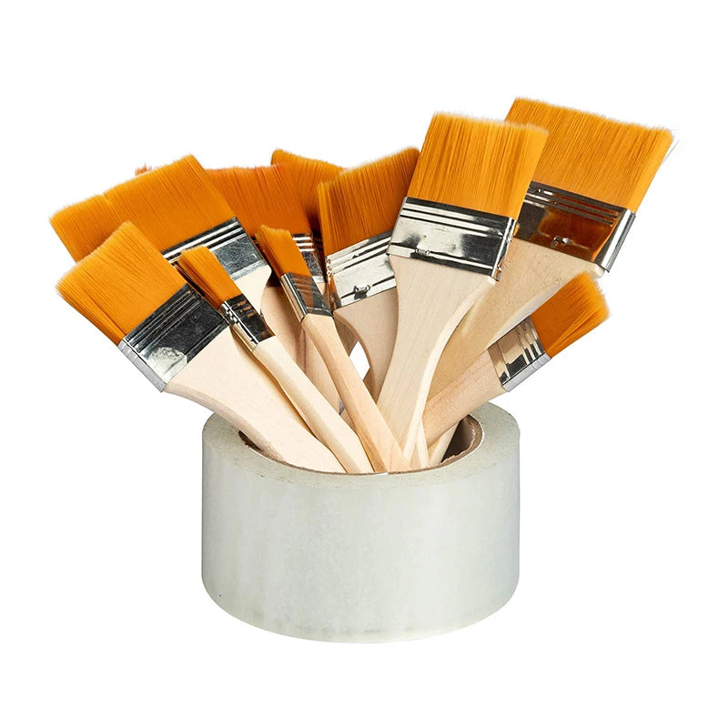 Bview Art 6pcs Art Paint Brushes Assorted Sized Nylon Painting Brushes with Wooden Handles for Acrylic, Oil, Paint,Art Supplies