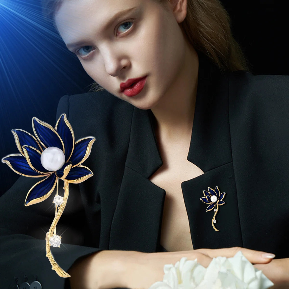 Chinese style classic light luxury lotus brooch high-end female niche design temperament new coat accessories brooch