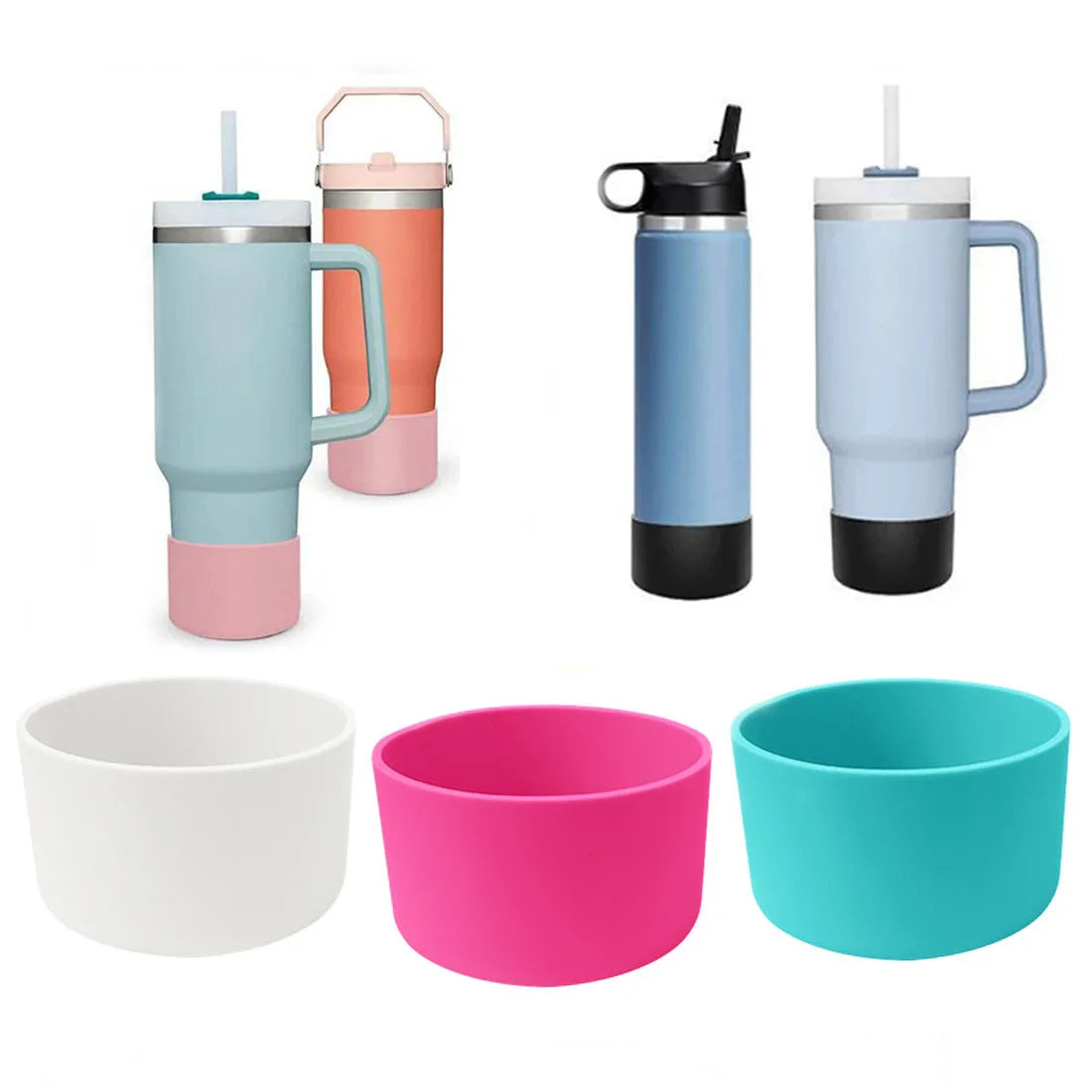 Hemasa 2 PCS Silicone Cover for  40oz Tumbler with Handle &  Protective Bottle Boot Sleeve