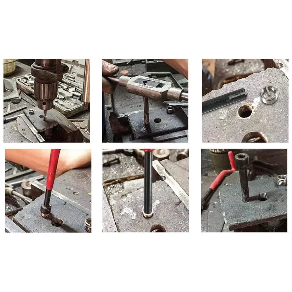 M5/6/8/12 Metric Thread Repair Insert Coil Helicoil For Restoring Damaged Threads Spanner Twist Drill Bit Automotive Repair Kit