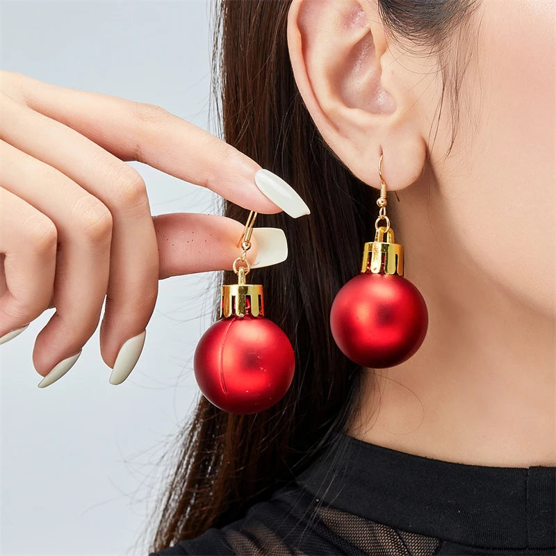 Merry Christmas Colorful Light Bulb Ball Shaped Drop Earrings for Women Luxury Creative Earrings Girl New Year Party Jewelry