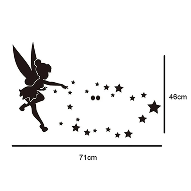 Hemasa 1 Set 3D Fairy Blown Star Plastic Mirror Wall For Girls Room  Stickers with  Glue