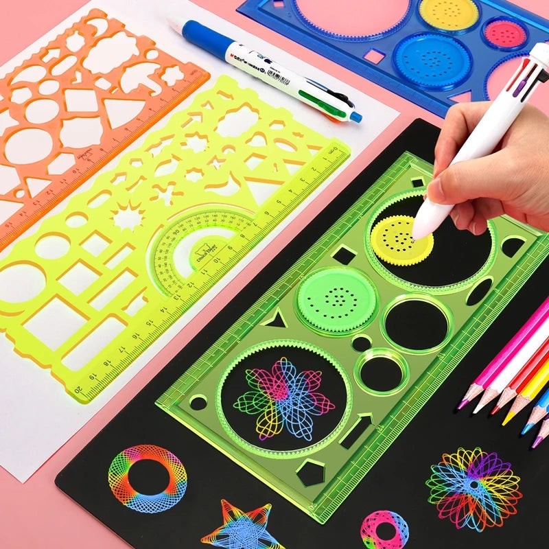 Hemasa Geometry Spirograph Drawing Stencils Set Painting Template Art Crafts   Ruler