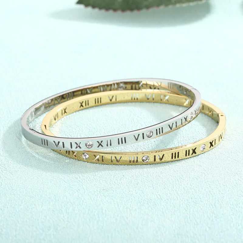 Hemasa Roman Bracelet For Women Stainless Steel Jewelry Accessories