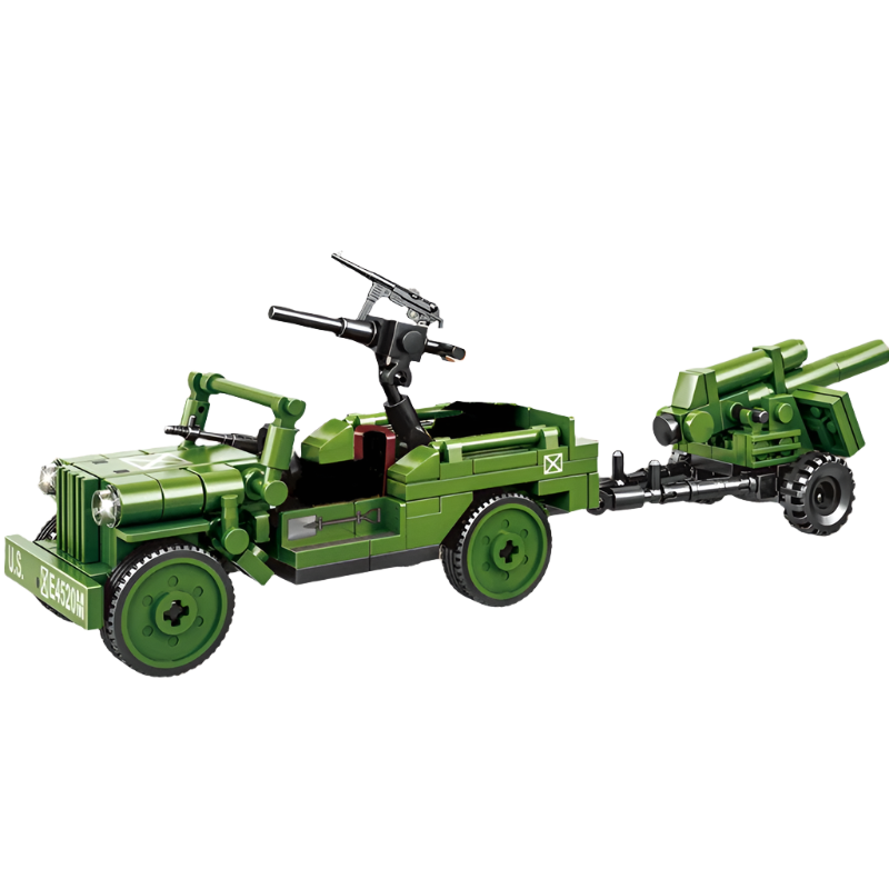 Hemasa Militarys Trucks Camouflage Commando Armored Car Antiaircraft Gun Off Roader Building Blocks /Model Sets Bricks Kids Kits