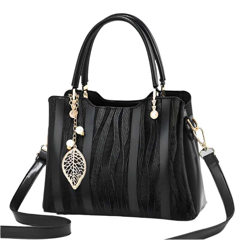 Hemasa  Stripes PU Leather Crossbody Bag / Top Handle Satchel Purse /handbag