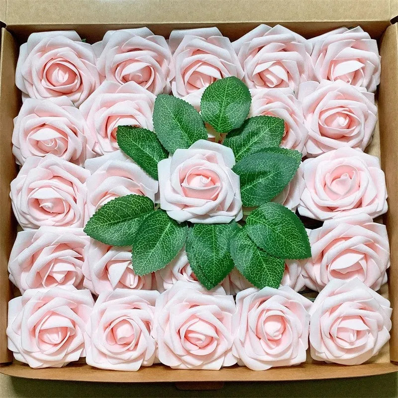Rose Artificial Flowers 15/25/100pcs Foam Fake Roses Wedding Bouquets Centerpieces Mothers Day Valentines Gifts Party Decoration