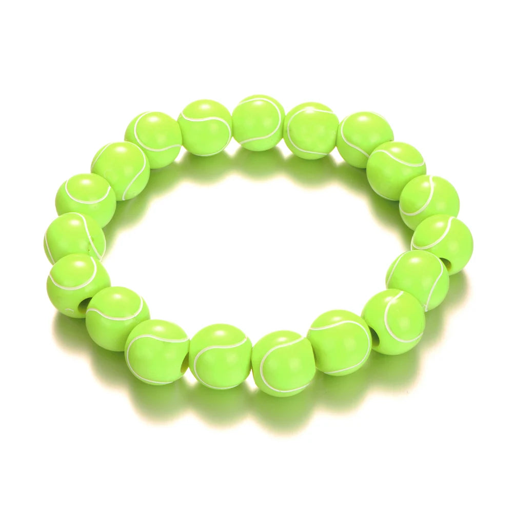 Elastic Basketball US Football Baseball Tennis Strand Bracelet Acrylic Bangle Fashion Charm Jewelry For Women Men Gift