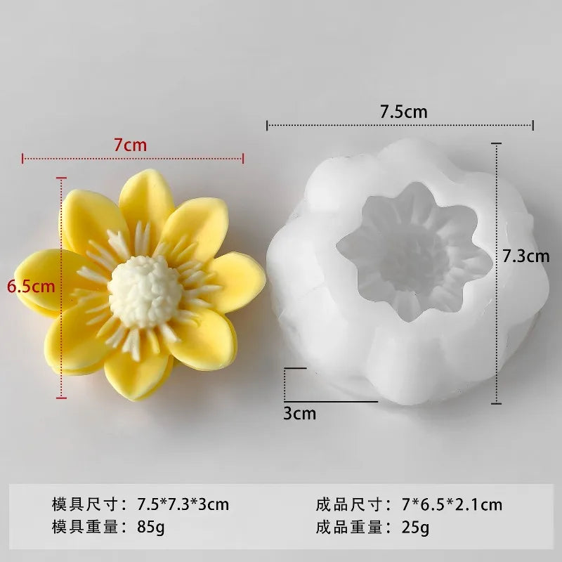 Hemasa 3D Colorful Lotus Flower Silicone Candle Mold Handmade Flower Soap Chocolate Cake Baking Mold DIY Crafts Gypsum Cement Casting