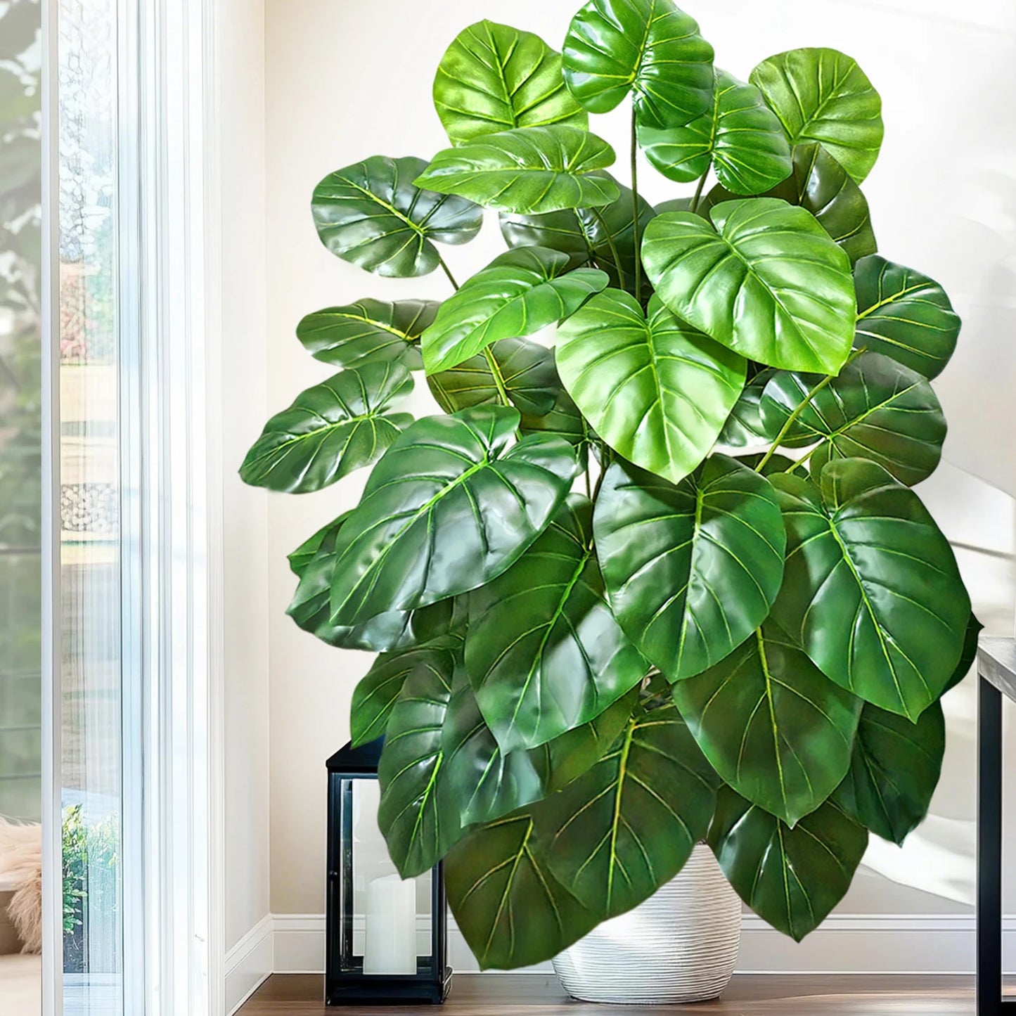 Tejesa 60-103cm Artificial Monstera deliciosa Pothos Alocasia Leaf Fake Plant Ornamental Festive Home Office Decoration