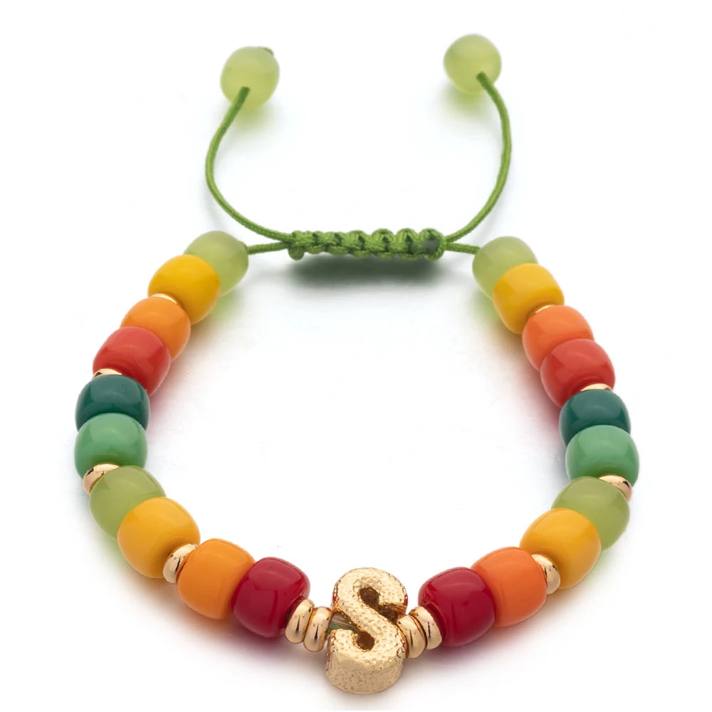 Tejesa Handmade  Colorful Glass Crystal Beads Braided Bracelets  with Heart Charms For Women