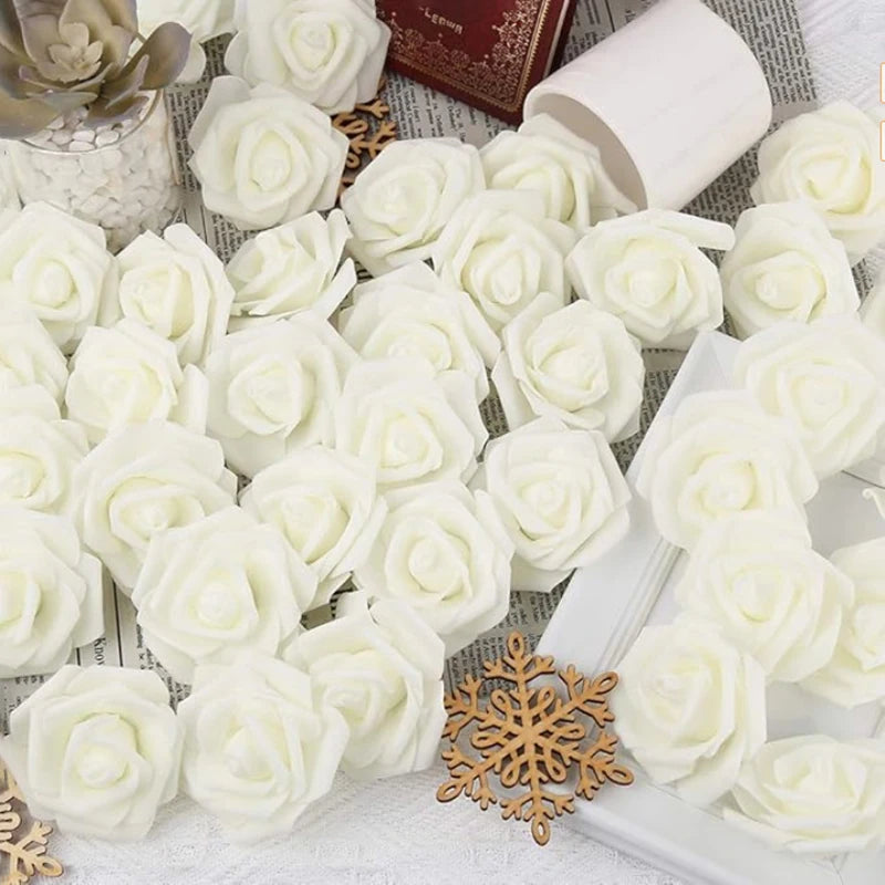 10/20/50Pcs Artificial Foam Rose Flowers PE Fake Flower for Home Room Dceor Wedding Party Halloween Thanksgiving Christmas Decor