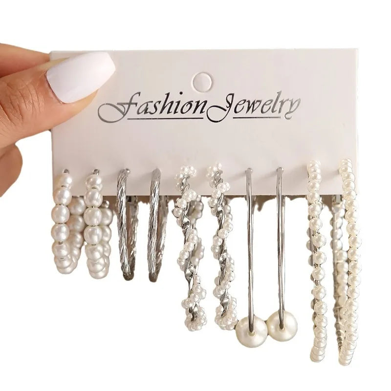 Hemasa Imitation Pearl Earring Set, 6-Pair Combination, Light Luxury and niche design earrings