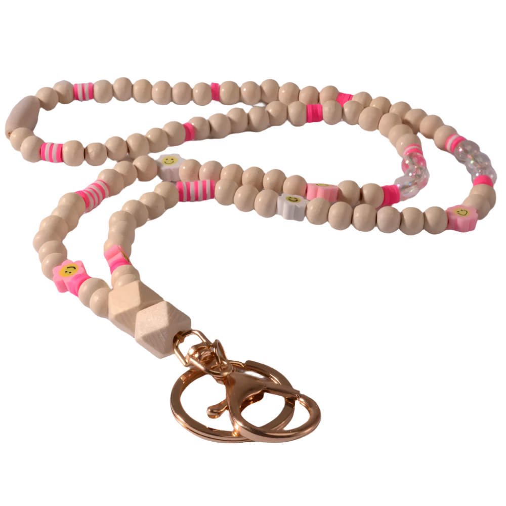 Hemasa New Fashion Wood Beads Necklace Keychains lanyard for Women /Girls
