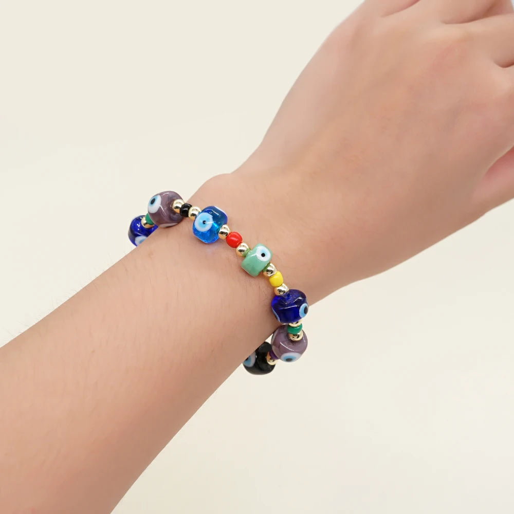 Men Eye Charm Bracelets Bohemia Beaded Bangle Fashion Jewelry Boho Beads Bracelet Accessories for Ladies Boy Girl Gift
