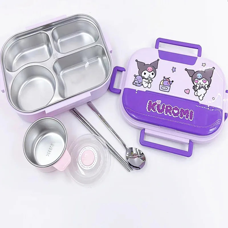Hemasa Kuromi melody Stainless Steel Bento Lunch Box Bags Meal Prep Hello Kitty Containers Lunch Enfant Lunch Pack for Kids