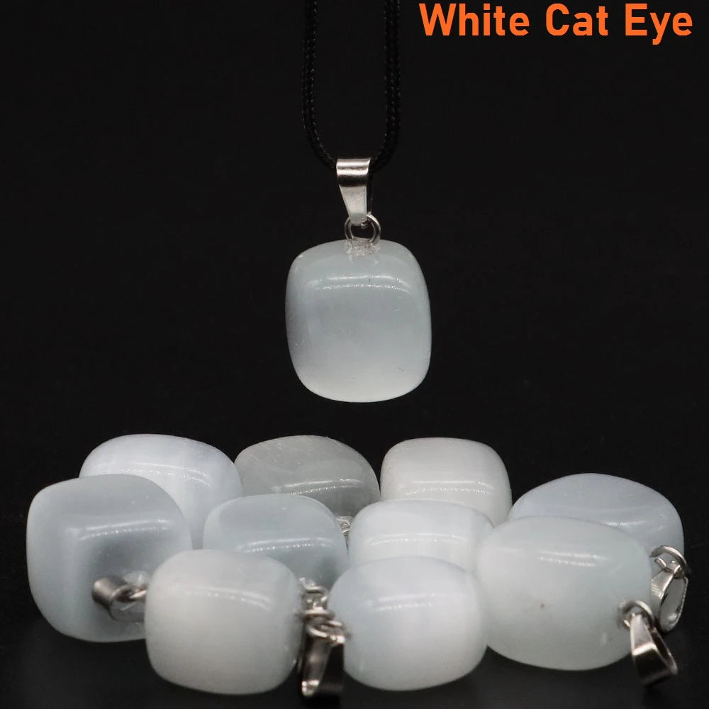 Natural Healing Irregular Tumble Stone Necklace Reiki Mineral Rose Quartz Tiger Eye Pendants for Women Men Jewelry Making Gifts
