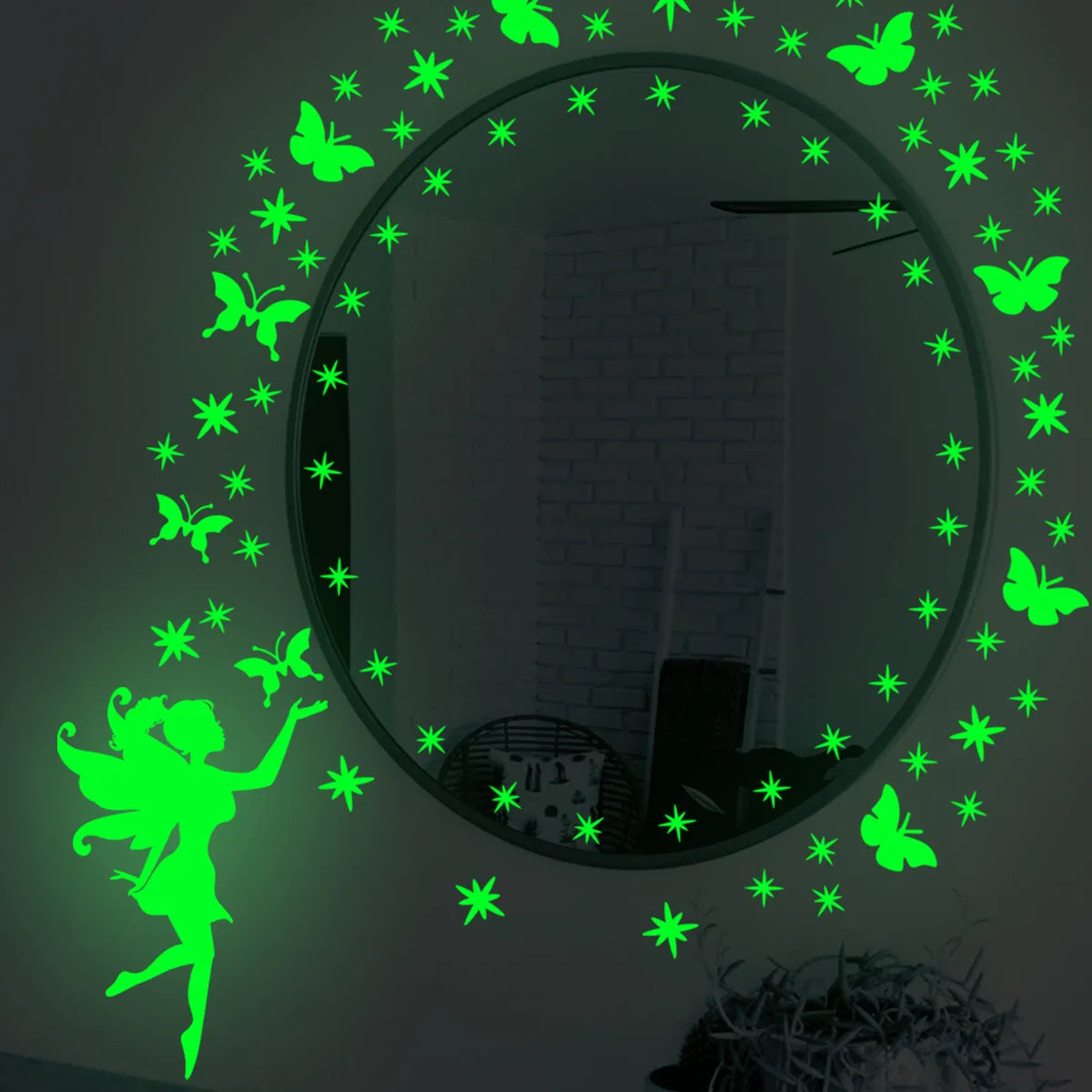 Hemasa Fairy Stars and Butterfly Glow Sticker Kids Room Decoration Luminous Wall Stickers