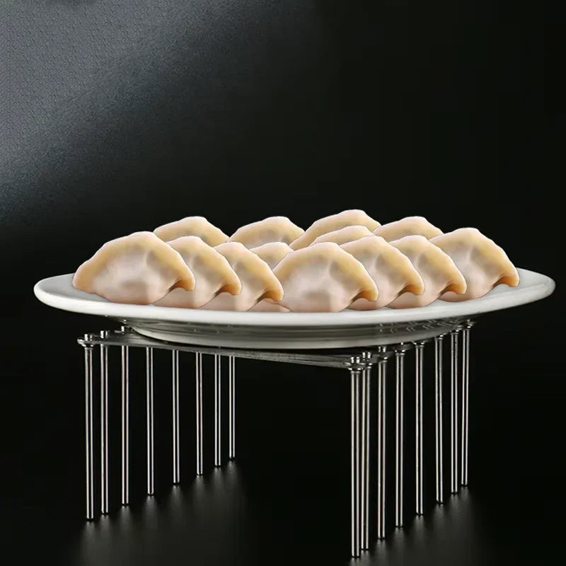 Tejesa  1pc Pot Lid Rack Pan Lid Organizer Retractable Foldable Stainless Steel Plate Holder Shelf Tableware Storage Kitchen Gadgets