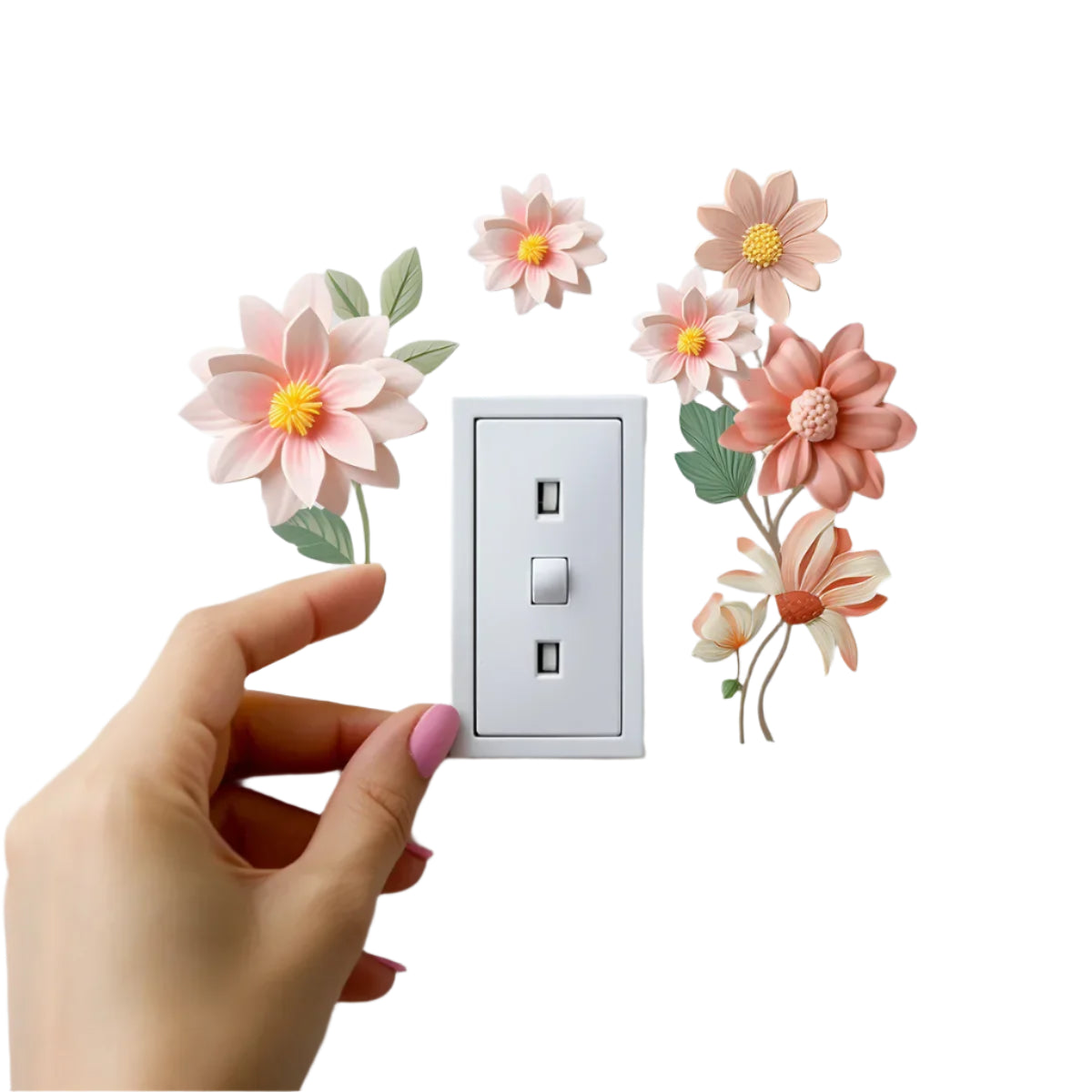 Hemasa Beautiful flowers Switch Wall Sticker PVC Removable Waterproof sticker for bedroom bathroom Living room Home Decoration Stickers