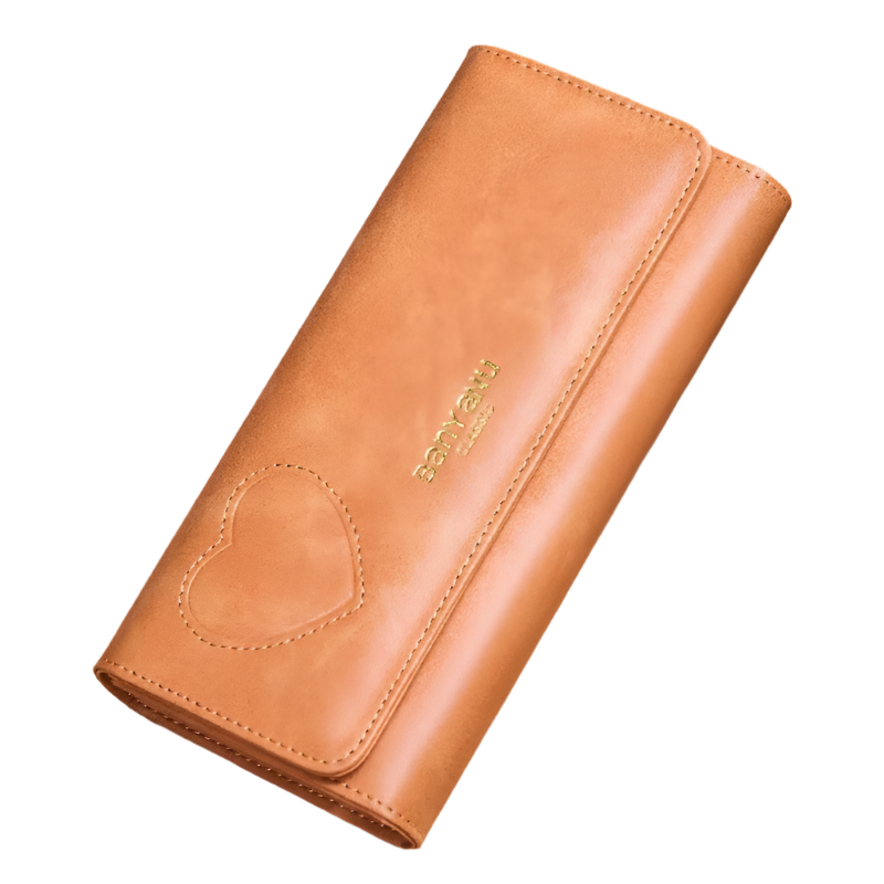Genuine Leather Rfid Long Women Wallets Clutch Zipper Coin Pocket Female Cute Heart Wallet Card Holder Phone Bag New Women Purse