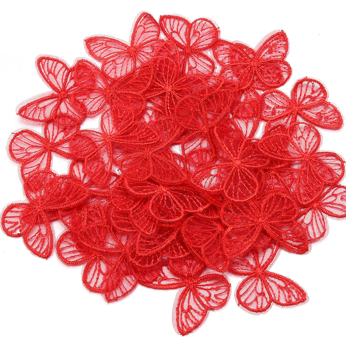 20pcs Embroidered Mesh Butterfly 3.5x4.5cm Cloth Patch Appliques for DIY Clothes Headwear Sewing Supplies Hair Clips Accessories