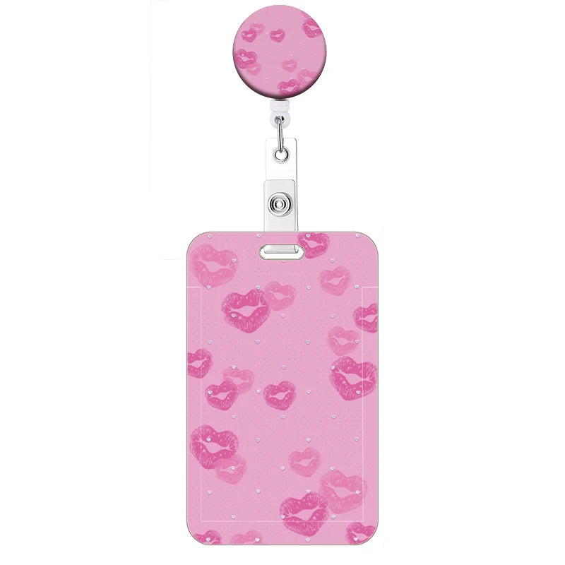 New Style Color Love  Retractable Clip Reel Card Holder Heart Shape ID Business Work Card Yoyo Badge Holders Office Supplies
