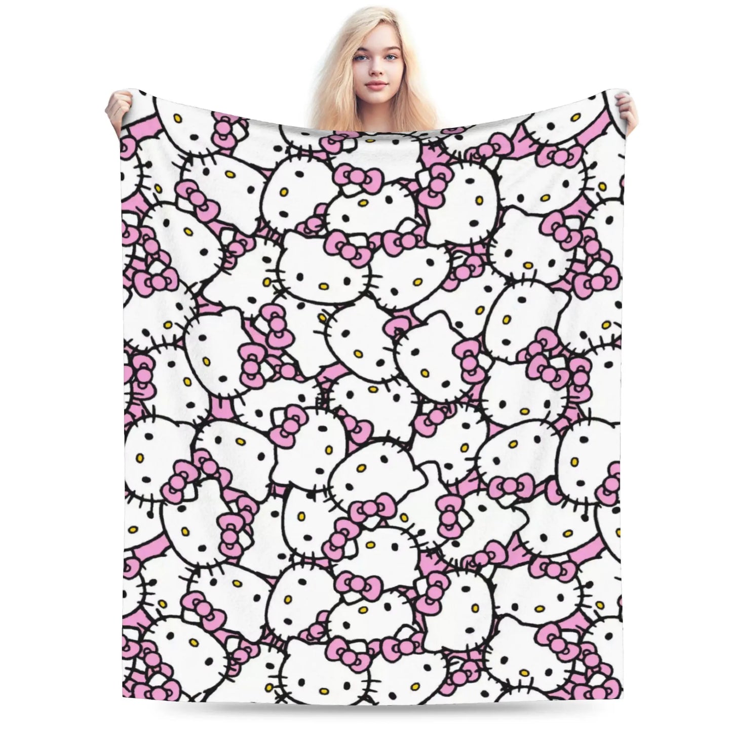 Tejesa Pink Cute Flannel Print  Super Soft Throw Blankets for Bedding Couch Bedding Throws