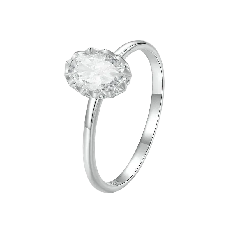 Tejesa  Moissanite Engagement Ring, Women's Solitaire Moissanite Promise Rings 925 Sterling Silver with White Gold Plated MSR049