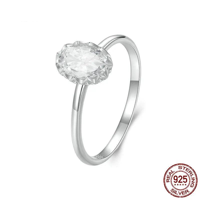 Tejesa  Moissanite Engagement Ring, Women's Solitaire Moissanite Promise Rings 925 Sterling Silver with White Gold Plated MSR049