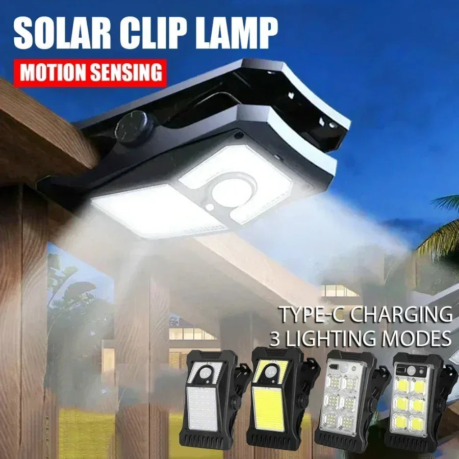 Hemasa High Power LED Solar Garden Lights Outdoor Solar Clip Light Motion Sensor Camping Lamp Fence Street Landscape Wall Decoration