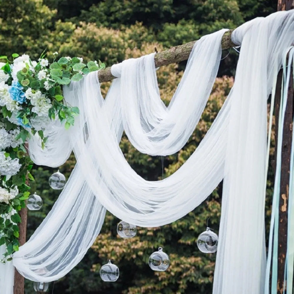 10m Wedding Decoration Tulle Roll Crystal Organza Sheer Fabric For Birthday Party Backdrop Wedding Chair Sashes Decor Yarn