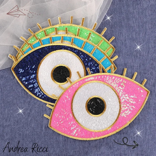 Sequin Patches on Clothes Eye Badges Diy Clothing Accessories Decorative Stickers Appliques for T-shirt Jacket Iron-on Patch