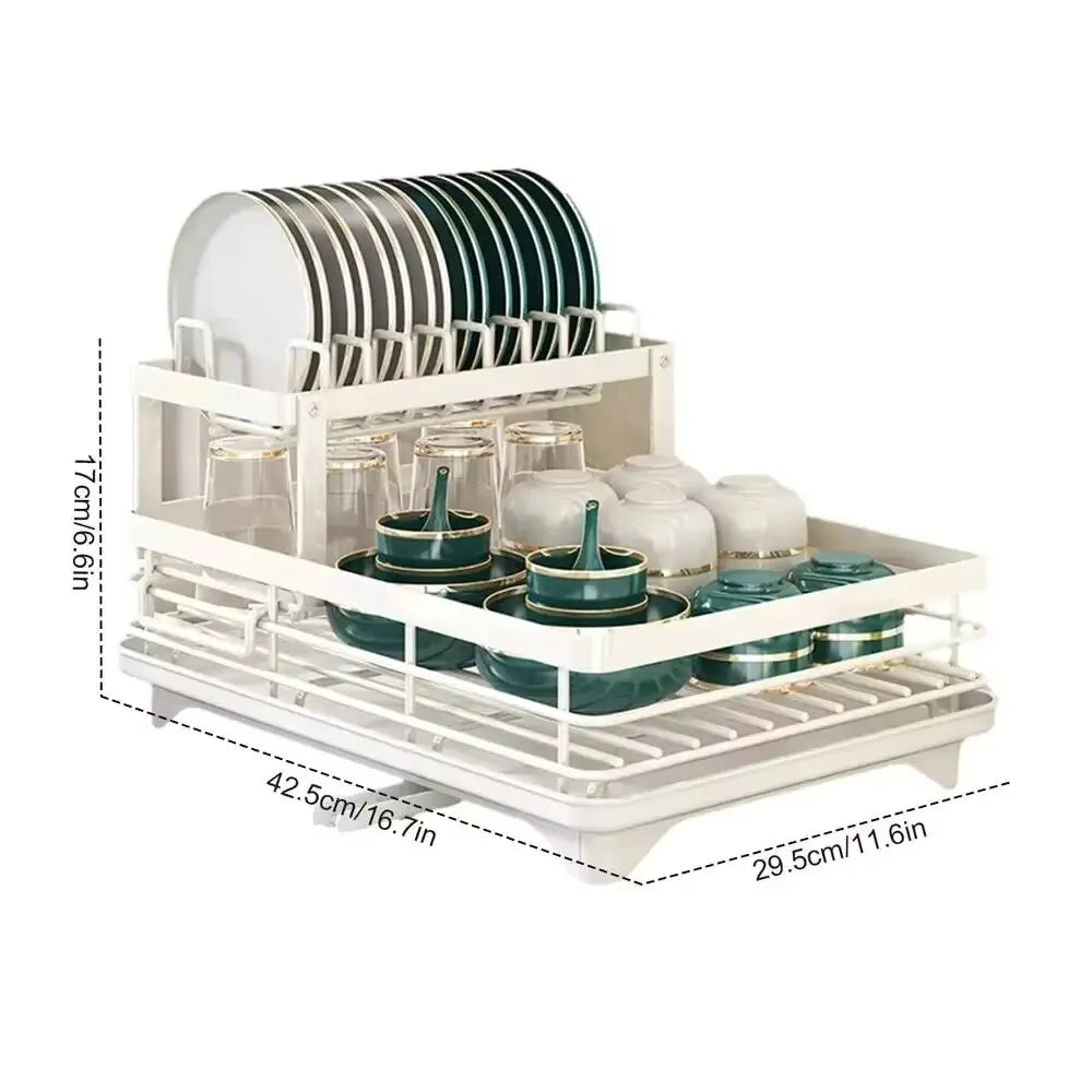 2025 NEW Kitchen plate storage box with drainboard above sink countertop tableware storage rack tableware drying rack adjustable